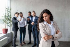 Woman segregated from Male coworkers